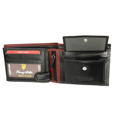 Ανδρικό πορτοφόλι από γνήσιο φυσικό δέρμα GPB697, Μαύρο/Κόκκινο 8