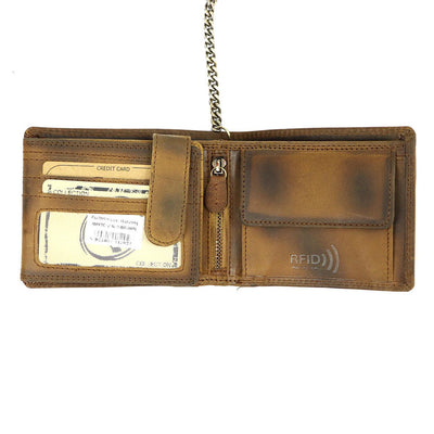 Ανδρικό πορτοφόλι από γνήσιο φυσικό δέρμα GPB706, Καφέ - με προστασία ασύρματης ανάγνωσης RFID 2