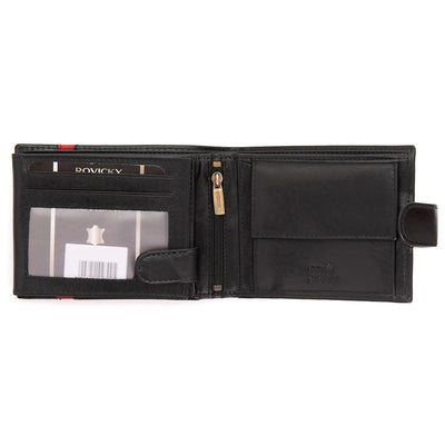 Ανδρικό πορτοφόλι από γνήσιο φυσικό δέρμα GPB707, Μαύρο/Κόκκινο - με προστασία ασύρματης ανάγνωσης RFID 3