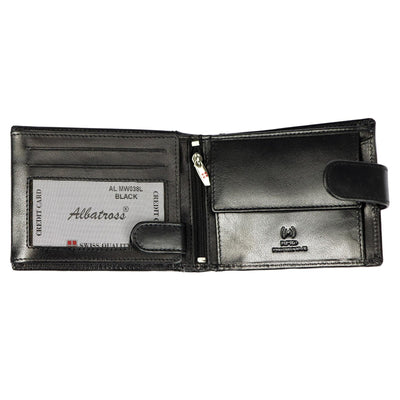 Ανδρικό πορτοφόλι από γνήσιο φυσικό δέρμα GPB708, Μαύρο - με προστασία ασύρματης ανάγνωσης RFID 4