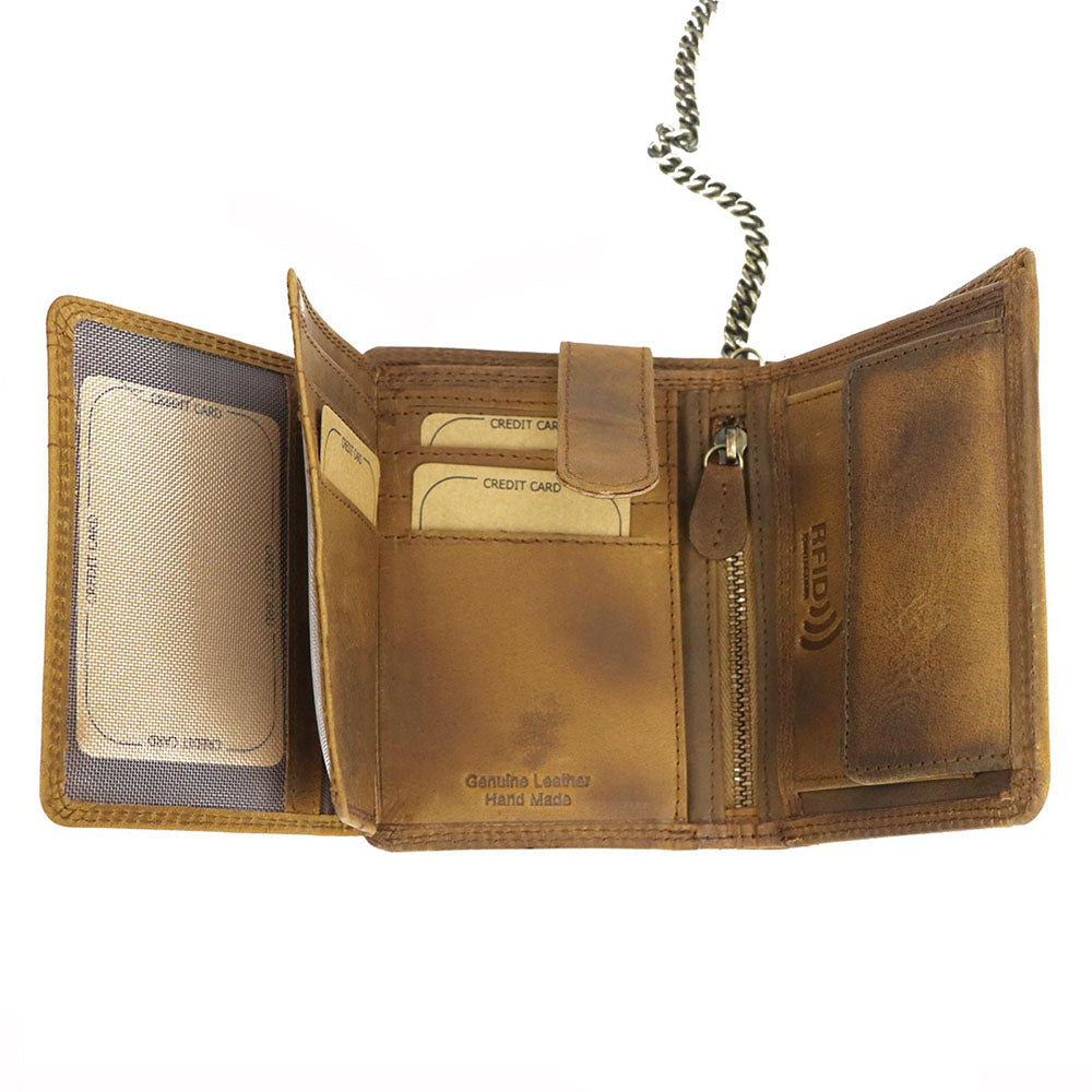 Ανδρικό πορτοφόλι από γνήσιο φυσικό δέρμα GPB710, Καφέ - με προστασία ασύρματης ανάγνωσης RFID 3