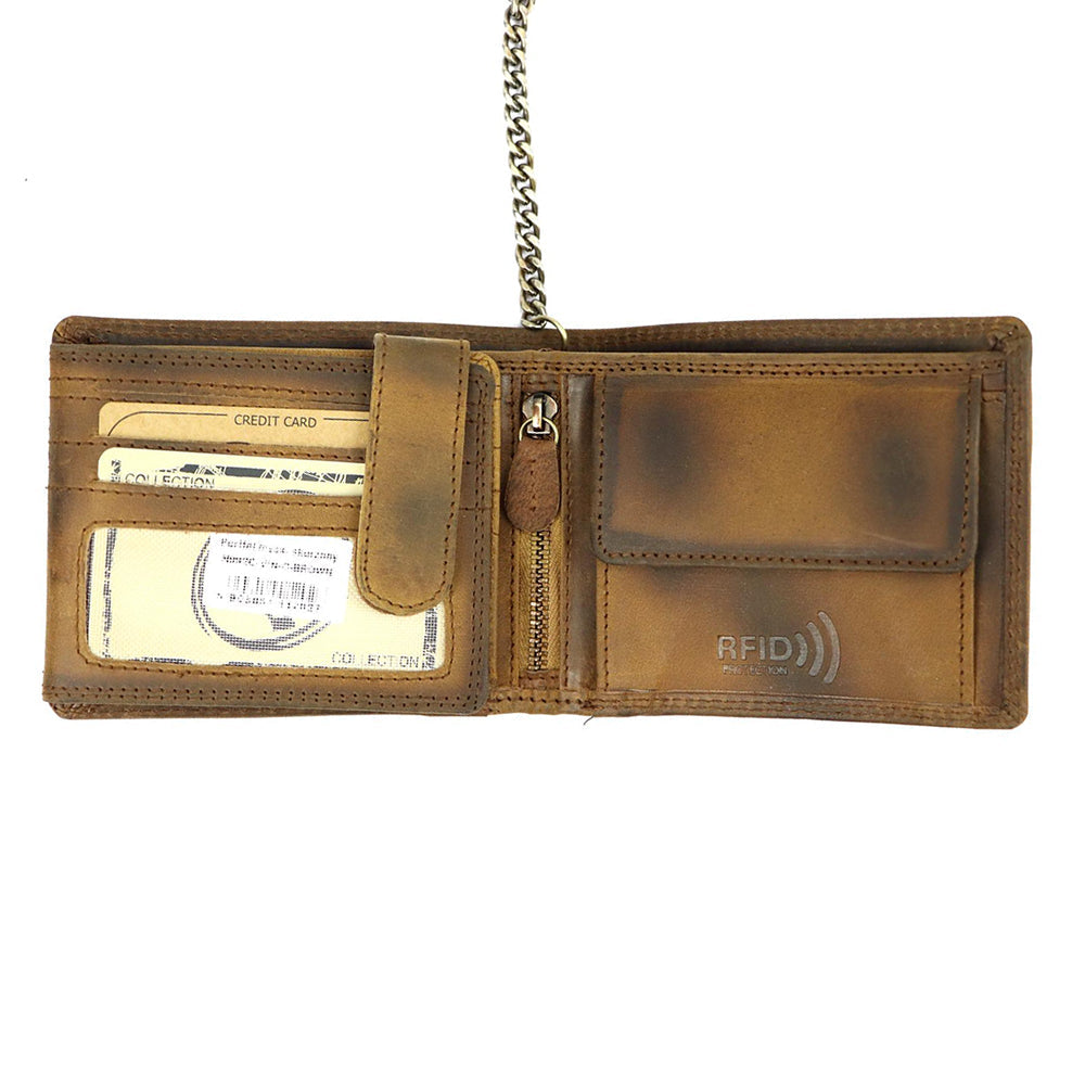 Ανδρικό πορτοφόλι από γνήσιο φυσικό δέρμα GPB711, Καφέ - με προστασία ασύρματης ανάγνωσης RFID 2