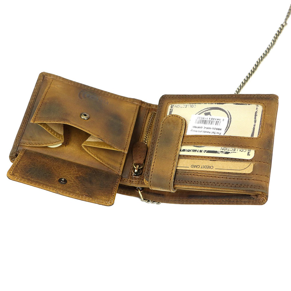 Ανδρικό πορτοφόλι από γνήσιο φυσικό δέρμα GPB711, Καφέ - με προστασία ασύρματης ανάγνωσης RFID 5