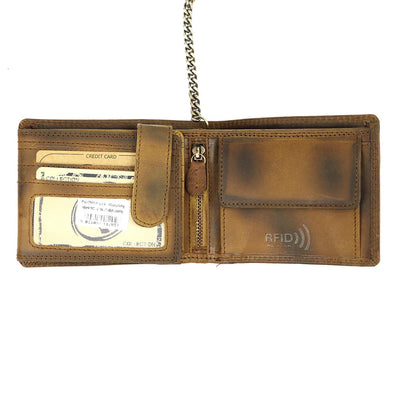 Ανδρικό πορτοφόλι από γνήσιο φυσικό δέρμα GPB712, Καφέ - με προστασία ασύρματης ανάγνωσης RFID 2