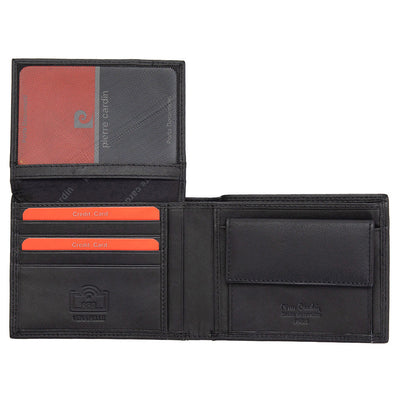 Pierre Cardin | Ανδρικό πορτοφόλι από γνήσιο φυσικό δέρμα GPB731, Μαύρο - με προστασία ασύρματης ανάγνωσης RFID 4