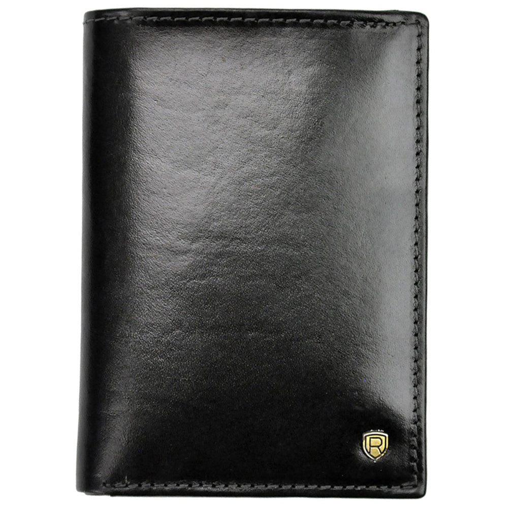 Ανδρικό πορτοφόλι από γνήσιο φυσικό δέρμα GPB736, Μαύρο - με προστασία ασύρματης ανάγνωσης RFID 1
