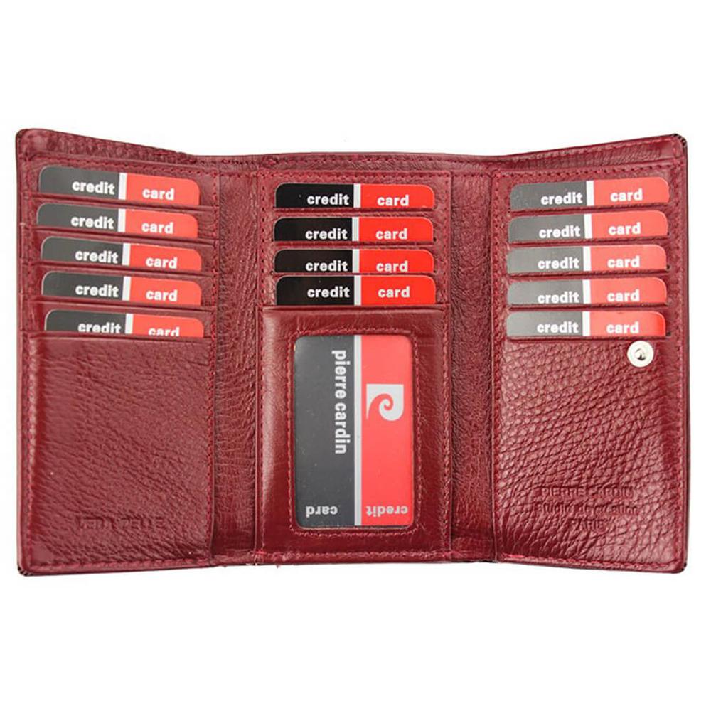 Pierre Cardin | Γυναικείο πορτοφόλι από γνήσιο φυσικό δέρμα GPD014, Βυσσινί 3