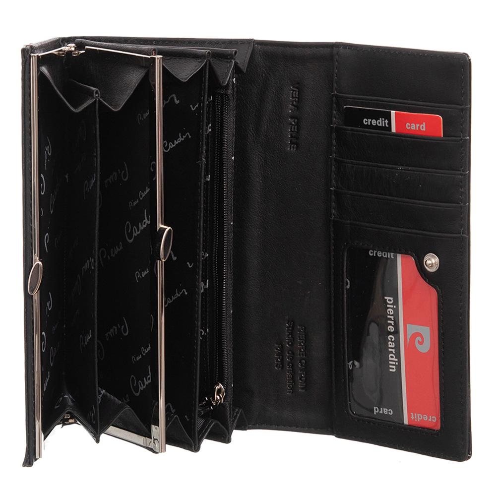 Pierre Cardin | Γυναικείο πορτοφόλι από γνήσιο φυσικό δέρμα GPD016, Μαύρο 3
