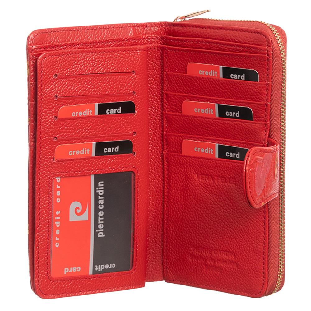 Pierre Cardin | Γυναικείο πορτοφόλι από γνήσιο φυσικό δέρμα GPD036, Κόκκινο 3