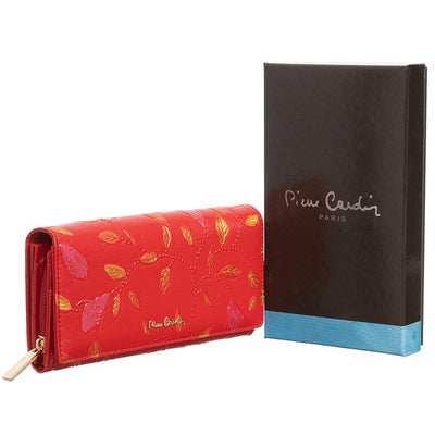 Pierre Cardin | Γυναικείο πορτοφόλι από γνήσιο φυσικό δέρμα GPD040, Κόκκινο 2