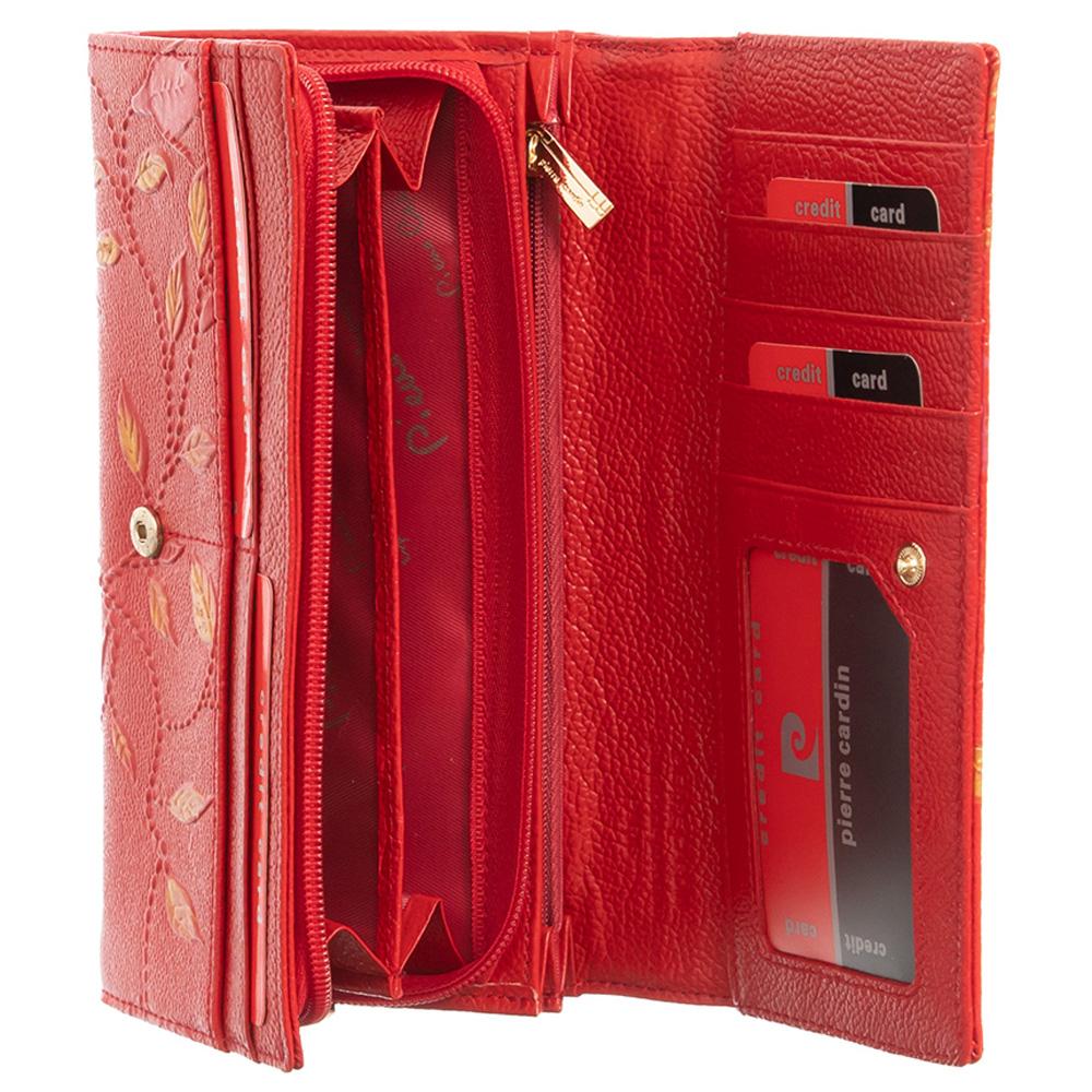 Pierre Cardin | Γυναικείο πορτοφόλι από γνήσιο φυσικό δέρμα GPD040, Κόκκινο 3