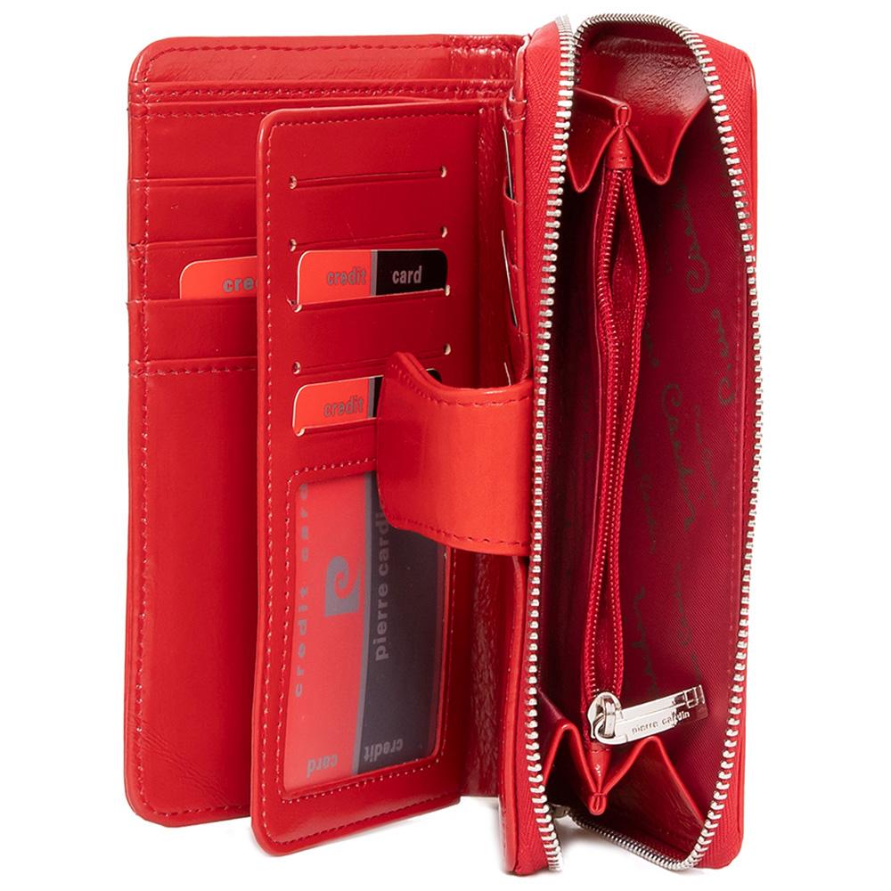 Pierre Cardin | Γυναικείο πορτοφόλι από γνήσιο φυσικό δέρμα GPD043, Κόκκινο 4