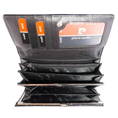 Pierre Cardin | Γυναικείο πορτοφόλι από γνήσιο φυσικό δέρμα GPD044, Μαύρο 4
