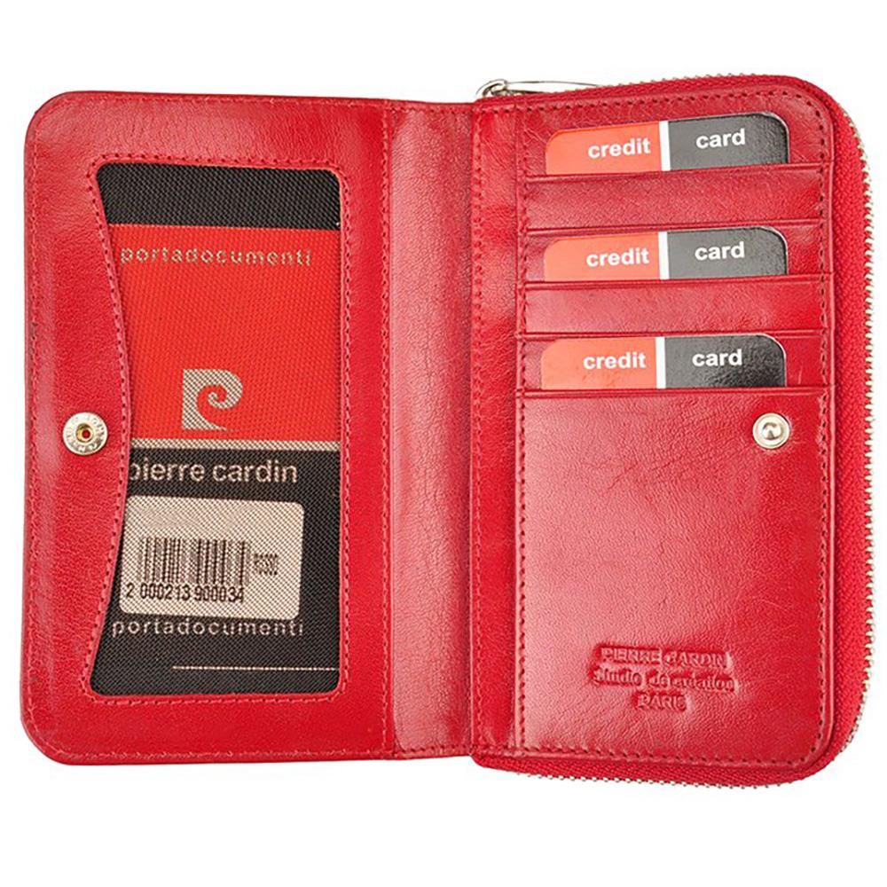Pierre Cardin | Γυναικείο πορτοφόλι από γνήσιο φυσικό δέρμα GPD074, Κόκκινο 4