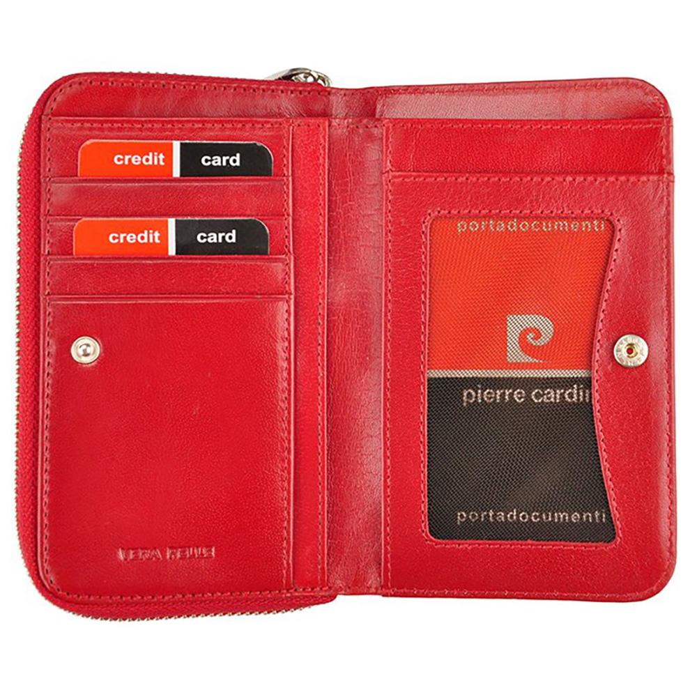Pierre Cardin | Γυναικείο πορτοφόλι από γνήσιο φυσικό δέρμα GPD074, Κόκκινο 5