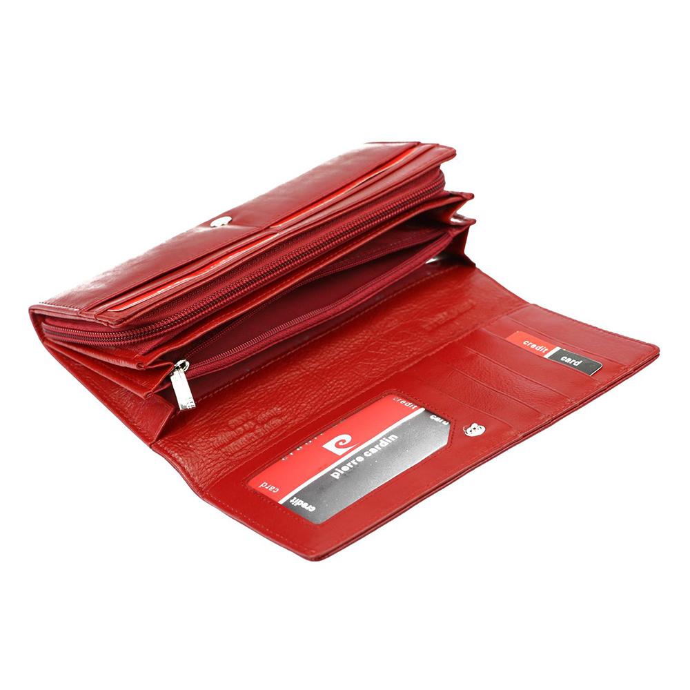 Pierre Cardin | Γυναικείο πορτοφόλι από γνήσιο φυσικό δέρμα GPD080, Κόκκινο 6