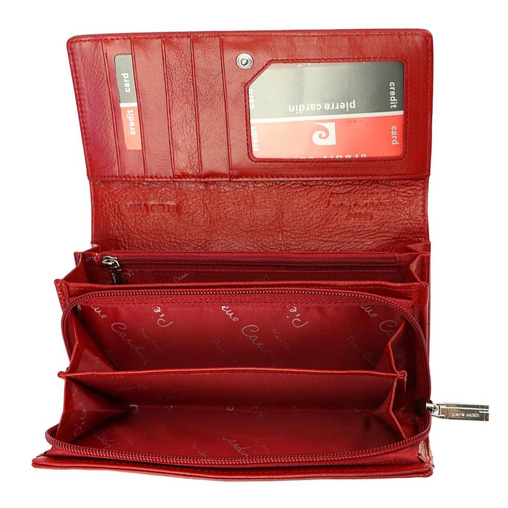 Pierre Cardin | Γυναικείο πορτοφόλι από γνήσιο φυσικό δέρμα GPD080, Κόκκινο 5