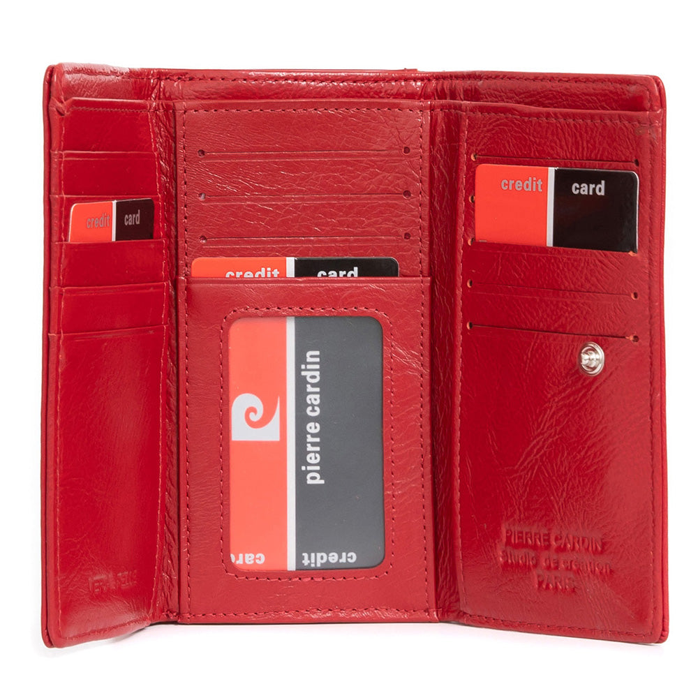 Pierre Cardin | Γυναικείο πορτοφόλι από γνήσιο φυσικό δέρμα GPD082, Κόκκινο 4