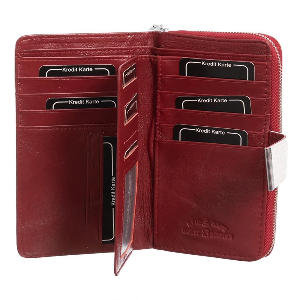 Γυναικείο πορτοφόλι από γνήσιο φυσικό δέρμα GPD213, Λευκό/Κόκκινο 2
