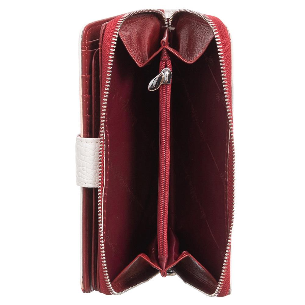 Γυναικείο πορτοφόλι από γνήσιο φυσικό δέρμα GPD213, Λευκό/Κόκκινο 3