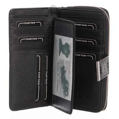 Γυναικείο πορτοφόλι από γνήσιο φυσικό δέρμα GPD213, Μαύρο 3