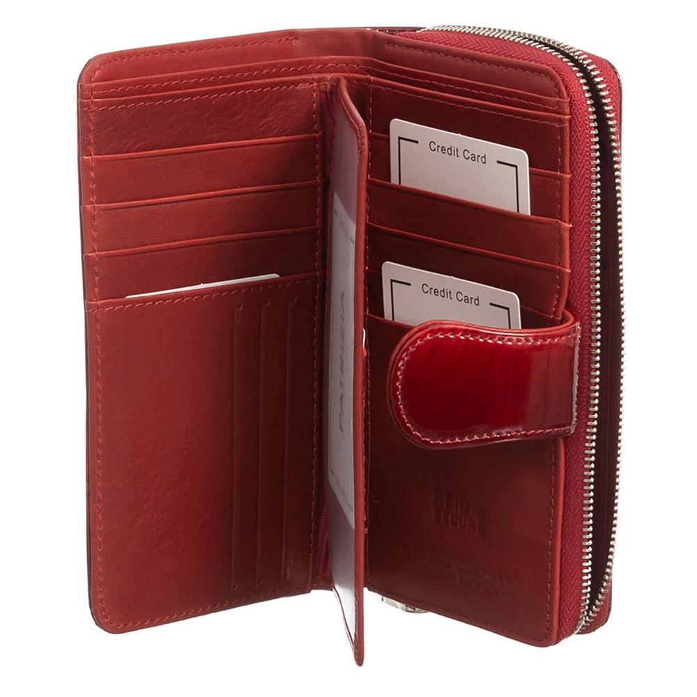 Γυναικείο πορτοφόλι από γνήσιο φυσικό δέρμα GPD317, Κόκκινο - με προστασία ασύρματης ανάγνωσης RFID 3