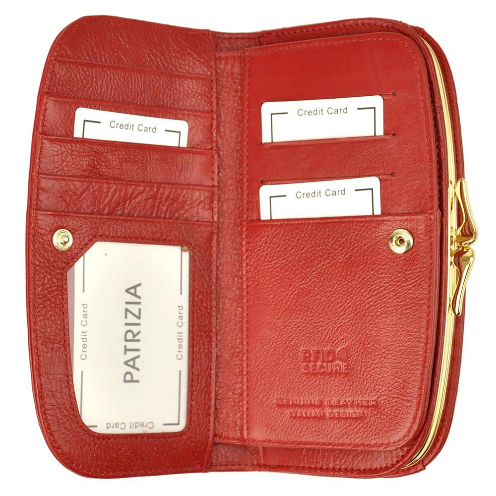 Γυναικείο πορτοφόλι από γνήσιο φυσικό δέρμα GPD324, Κόκκινο - με προστασία ασύρματης ανάγνωσης RFID 4