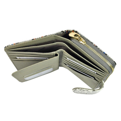 Γυναικείο πορτοφόλι από γνήσιο φυσικό δέρμα GPD329, Γκρί/Πορτοκάλι - με προστασία ασύρματης ανάγνωσης RFID 6
