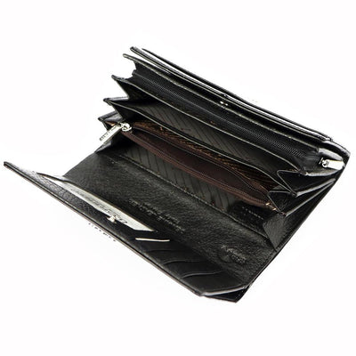 Γυναικείο πορτοφόλι από γνήσιο φυσικό δέρμα GPD354, Μαύρο - με προστασία ασύρματης ανάγνωσης RFID 4
