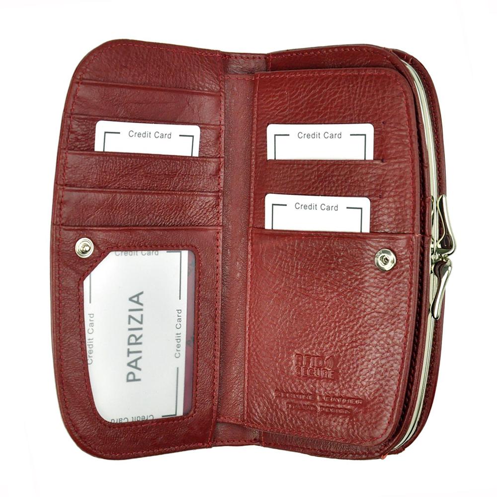 Γυναικείο πορτοφόλι από γνήσιο φυσικό δέρμα GPD385, Κόκκινο - με προστασία ασύρματης ανάγνωσης RFID 4