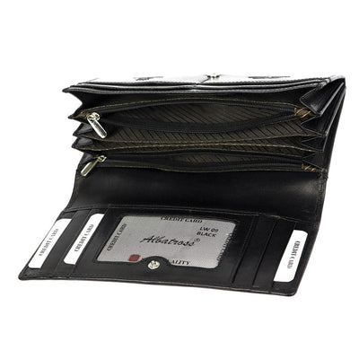 Γυναικείο πορτοφόλι από γνήσιο φυσικό δέρμα GPD388, Μαύρο - με προστασία ασύρματης ανάγνωσης RFID 5