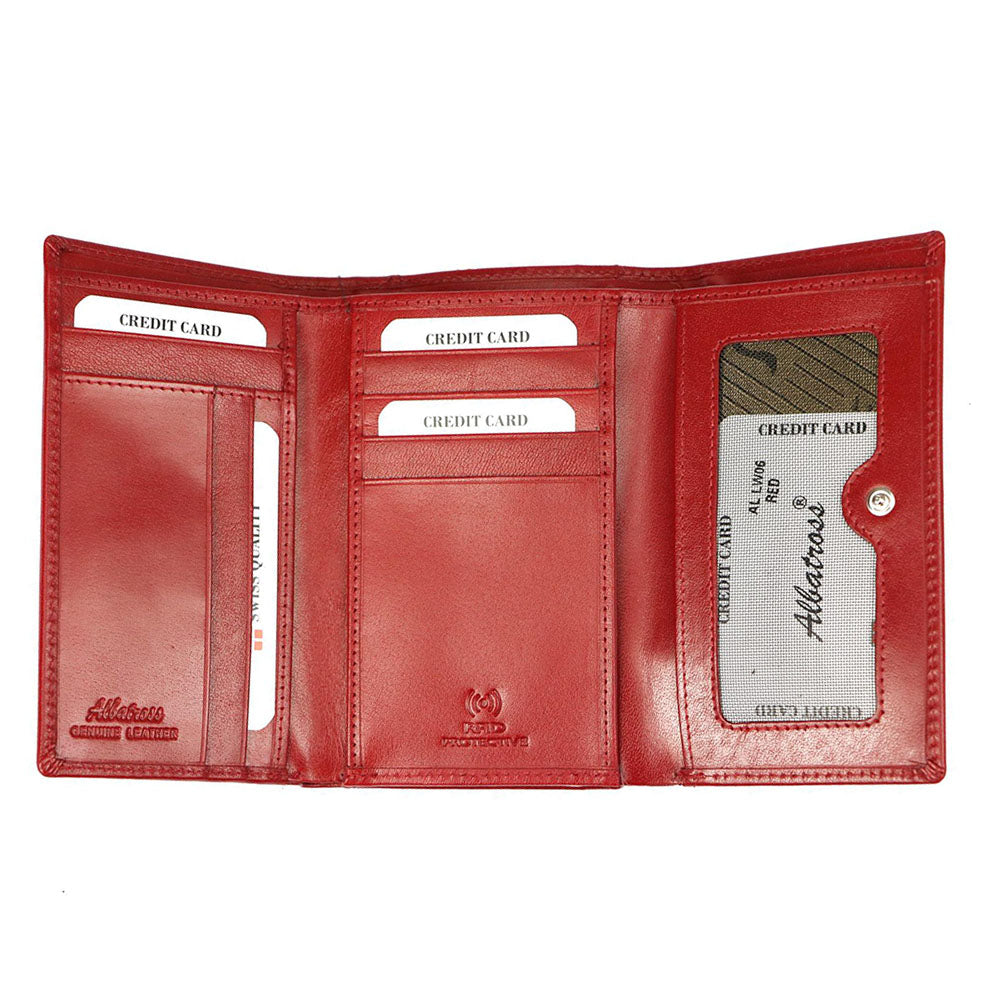 Γυναικείο πορτοφόλι από γνήσιο φυσικό δέρμα GPD391, Κόκκινο - με προστασία ασύρματης ανάγνωσης RFID 4