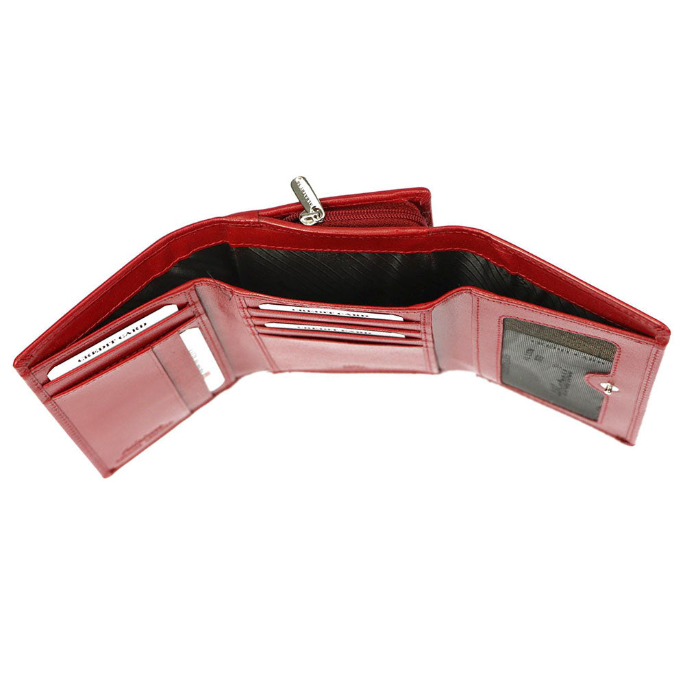Γυναικείο πορτοφόλι από γνήσιο φυσικό δέρμα GPD391, Κόκκινο - με προστασία ασύρματης ανάγνωσης RFID 5