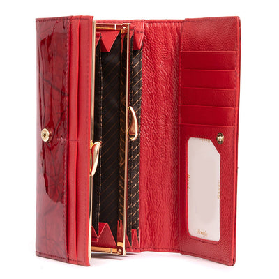 Γυναικείο πορτοφόλι από γνήσιο φυσικό δέρμα GPD393, Κόκκινο - με προστασία ασύρματης ανάγνωσης RFID 3
