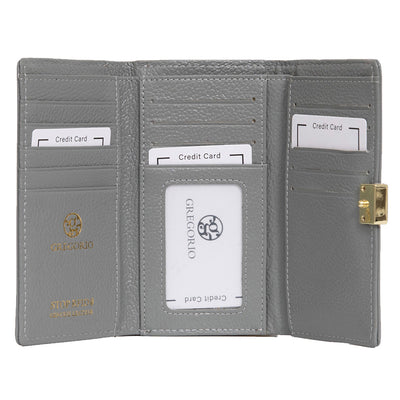 Γυναικείο πορτοφόλι από γνήσιο φυσικό δέρμα GPD394, Ανοιχτό γκρι 4