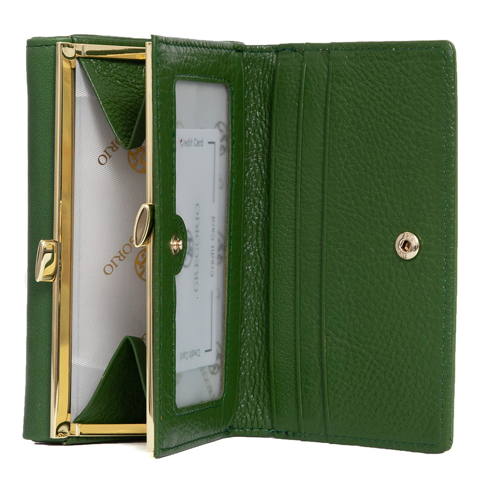 Γυναικείο πορτοφόλι από γνήσιο φυσικό δέρμα GPD394, Πράσινο 4