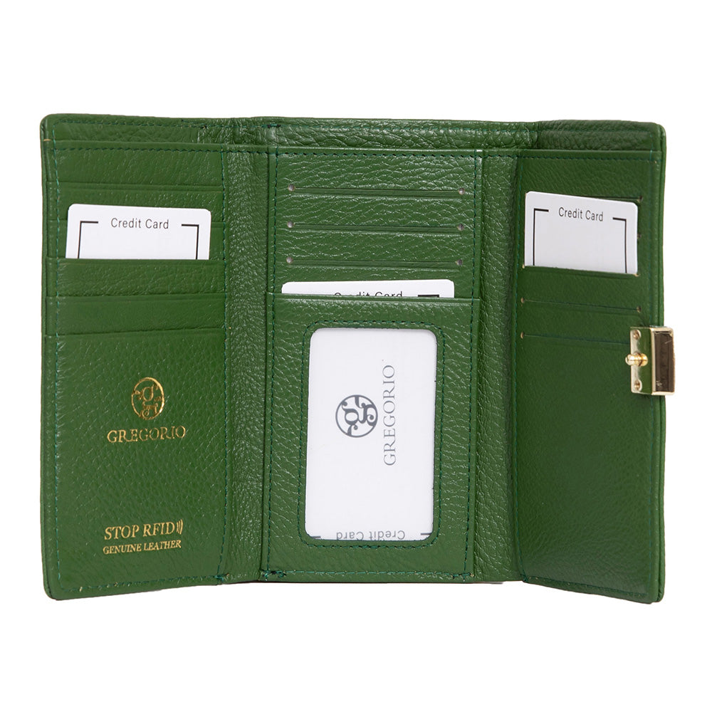 Γυναικείο πορτοφόλι από γνήσιο φυσικό δέρμα GPD394, Πράσινο 3
