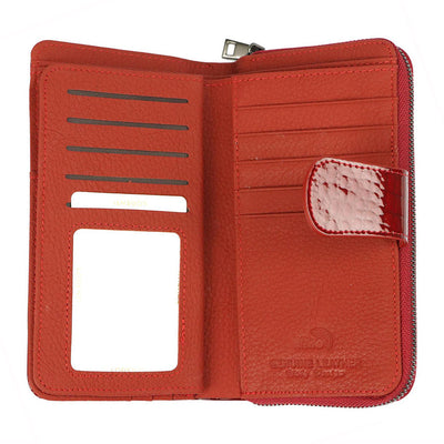 Γυναικείο πορτοφόλι από γνήσιο φυσικό δέρμα GPD400, Κόκκινο - με προστασία ασύρματης ανάγνωσης RFID 4