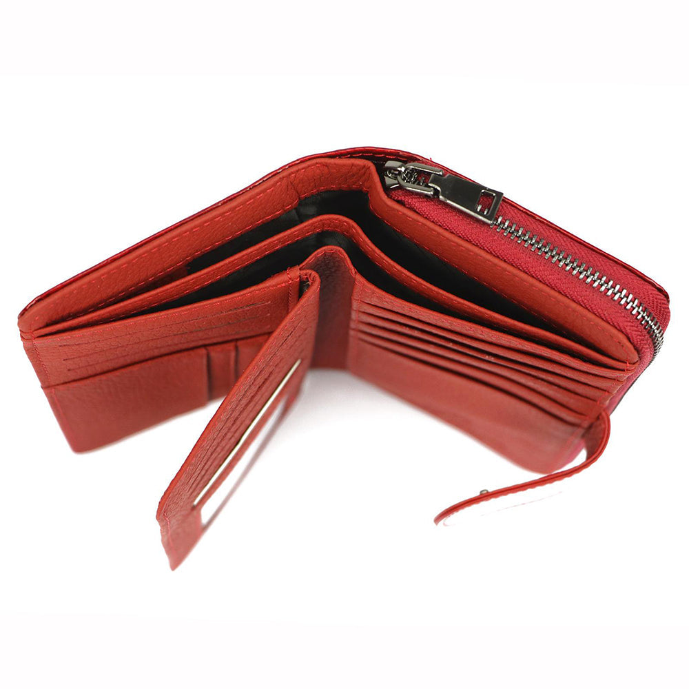 Γυναικείο πορτοφόλι από γνήσιο φυσικό δέρμα GPD400, Κόκκινο - με προστασία ασύρματης ανάγνωσης RFID 5