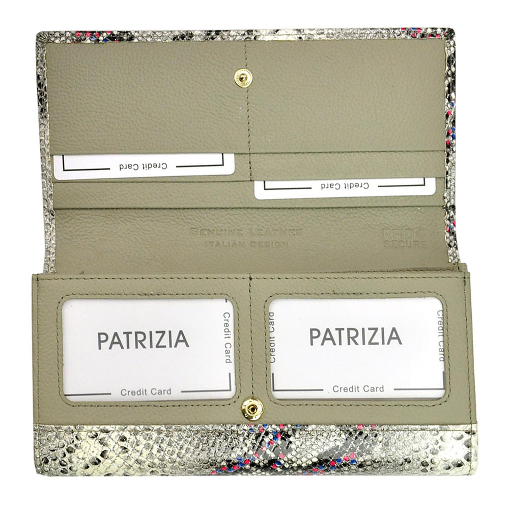 Γυναικείο πορτοφόλι από γνήσιο φυσικό δέρμα GPD401, Γκρί/Ροζ - με προστασία ασύρματης ανάγνωσης RFID 4