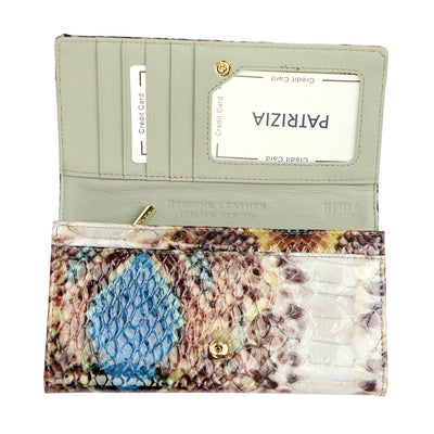 Γυναικείο πορτοφόλι από γνήσιο φυσικό δέρμα GPD409, Λευκό/Μπλε - με προστασία ασύρματης ανάγνωσης RFID 4