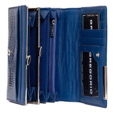 Γυναικείο πορτοφόλι από γνήσιο φυσικό δέρμα GPD417, Μπλε 3
