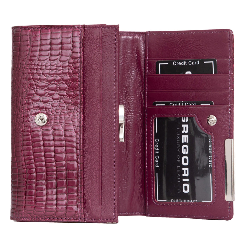 Γυναικείο πορτοφόλι από γνήσιο φυσικό δέρμα GPD417, Μωβ 4