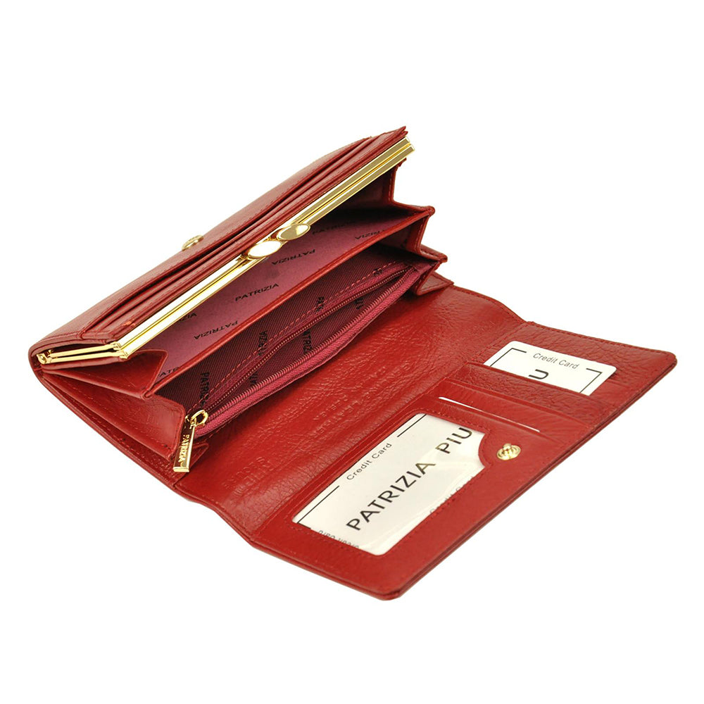 Γυναικείο πορτοφόλι από γνήσιο φυσικό δέρμα GPD425, Κόκκινο - με προστασία ασύρματης ανάγνωσης RFID 6