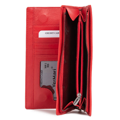 Γυναικείο πορτοφόλι από γνήσιο φυσικό δέρμα GPD435, Κόκκινο - με προστασία ασύρματης ανάγνωσης RFID 3