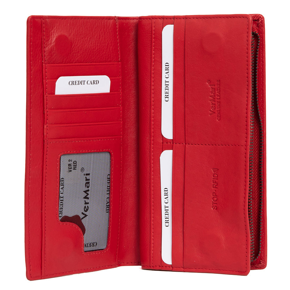 Γυναικείο πορτοφόλι από γνήσιο φυσικό δέρμα GPD435, Κόκκινο - με προστασία ασύρματης ανάγνωσης RFID 4