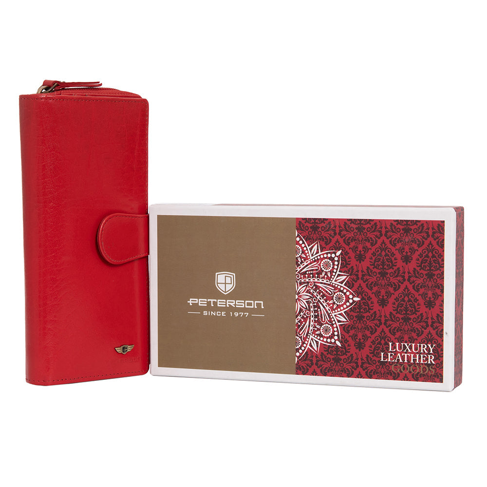 Γυναικείο πορτοφόλι από γνήσιο φυσικό δέρμα GPD438, Κόκκινο - με προστασία ασύρματης ανάγνωσης RFID 2