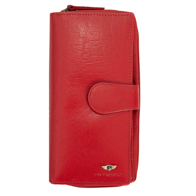 Γυναικείο πορτοφόλι από γνήσιο φυσικό δέρμα GPD438, Κόκκινο - με προστασία ασύρματης ανάγνωσης RFID 1