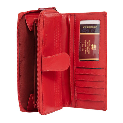 Γυναικείο πορτοφόλι από γνήσιο φυσικό δέρμα GPD438, Κόκκινο - με προστασία ασύρματης ανάγνωσης RFID 3