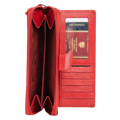 Γυναικείο πορτοφόλι από γνήσιο φυσικό δέρμα GPD438, Κόκκινο - με προστασία ασύρματης ανάγνωσης RFID 5